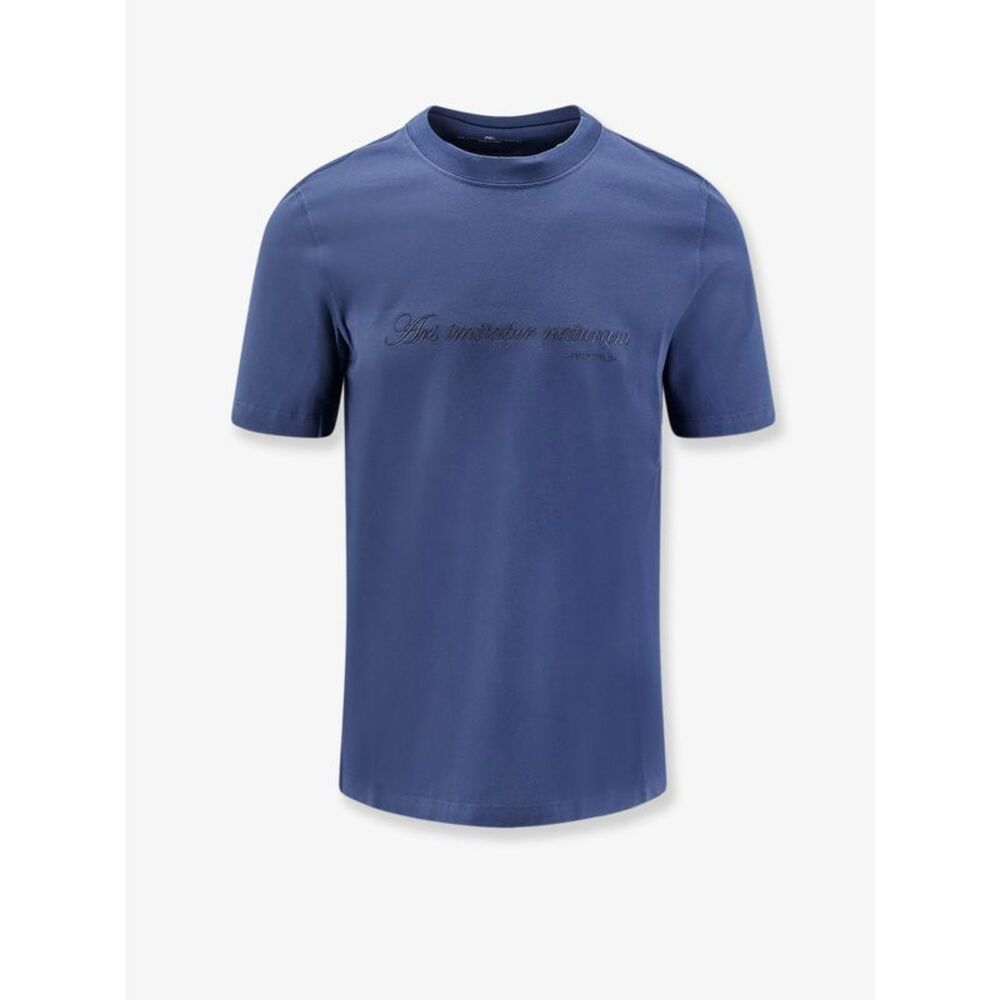 Brunello Cucinelli Men Cotton T-Shirt With Front Embroidery